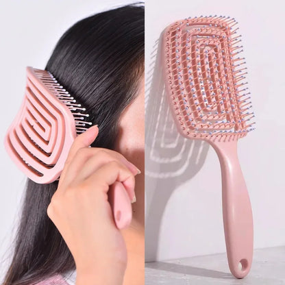 Elastic Massage Comb Hollow Out Hair Brush Scalp